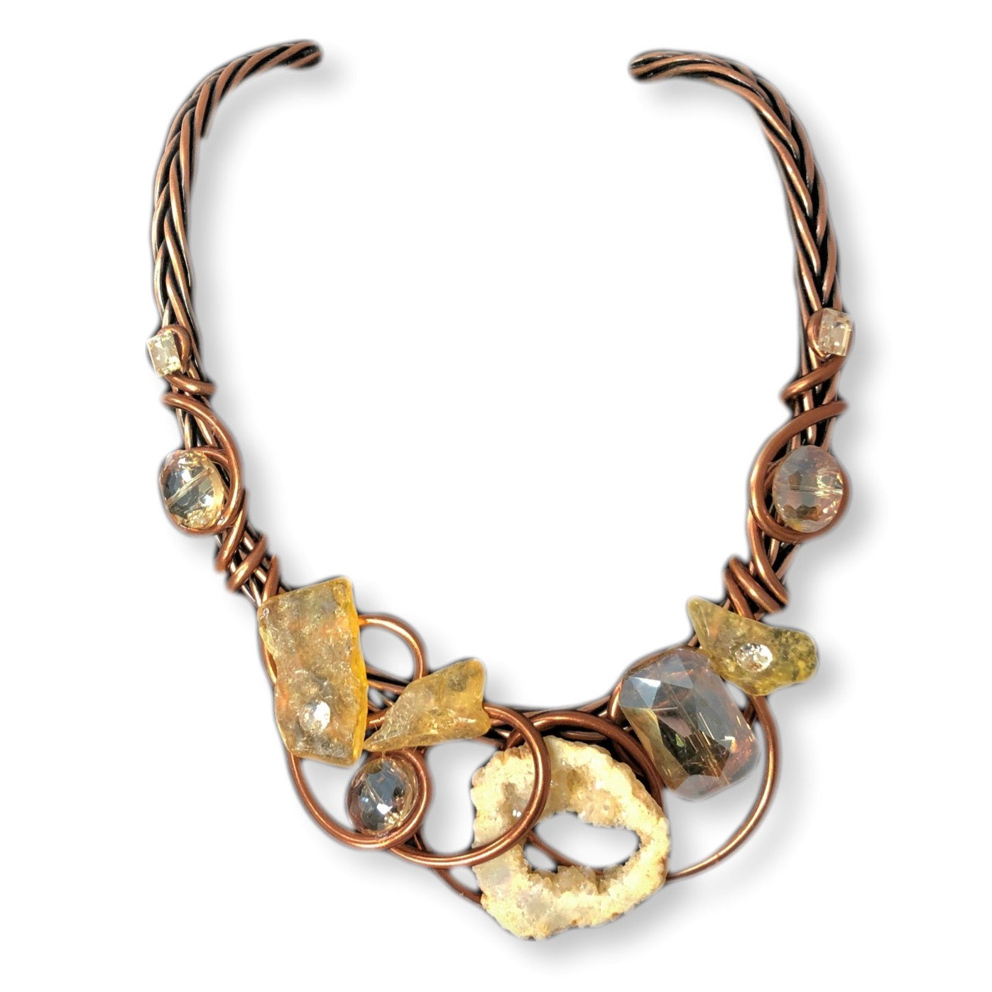 Druzy / Amber / Crystal Copper Wire Choker